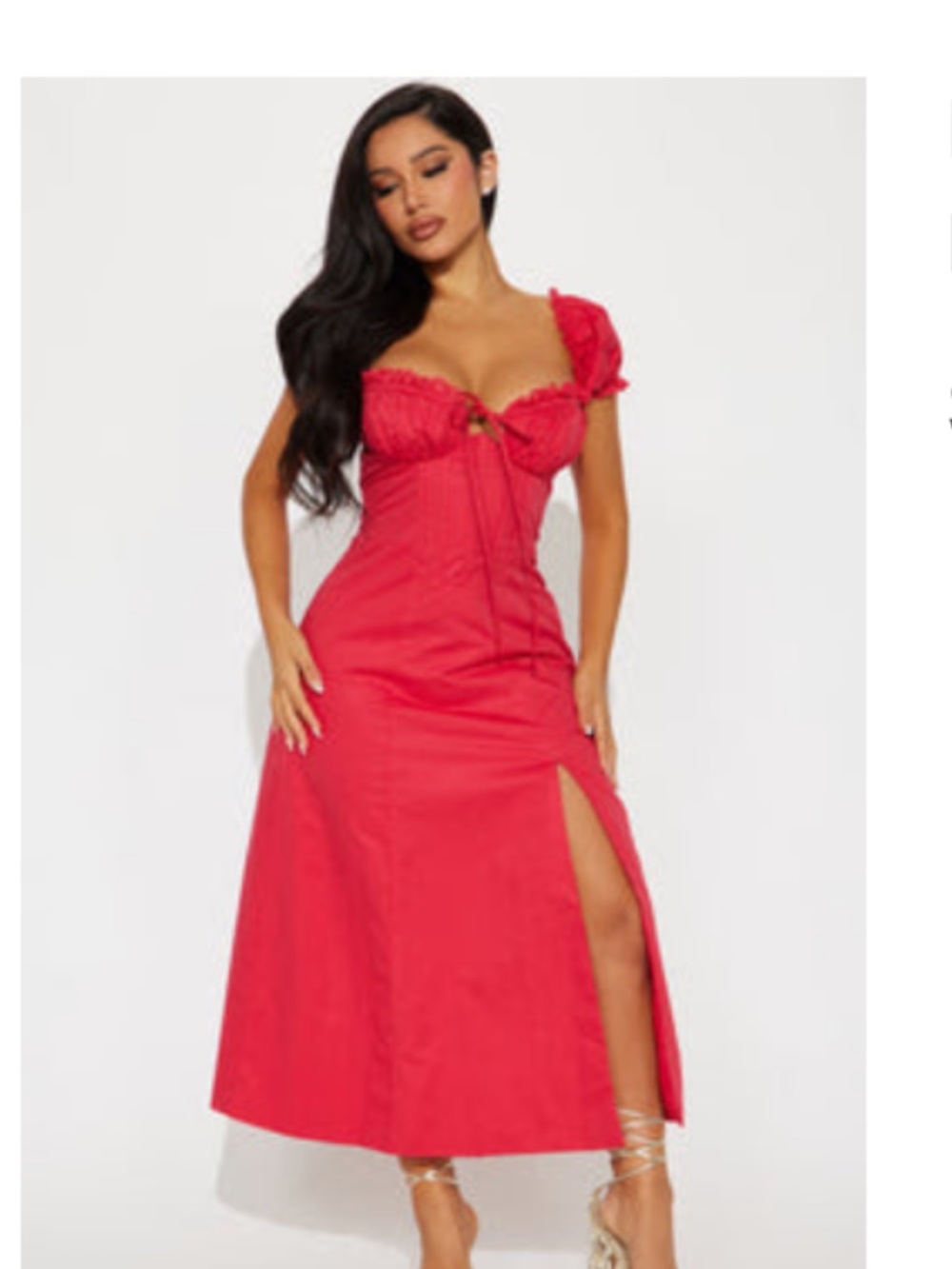 Fashion Nova Hot Pink Midi Dress with Front Slit